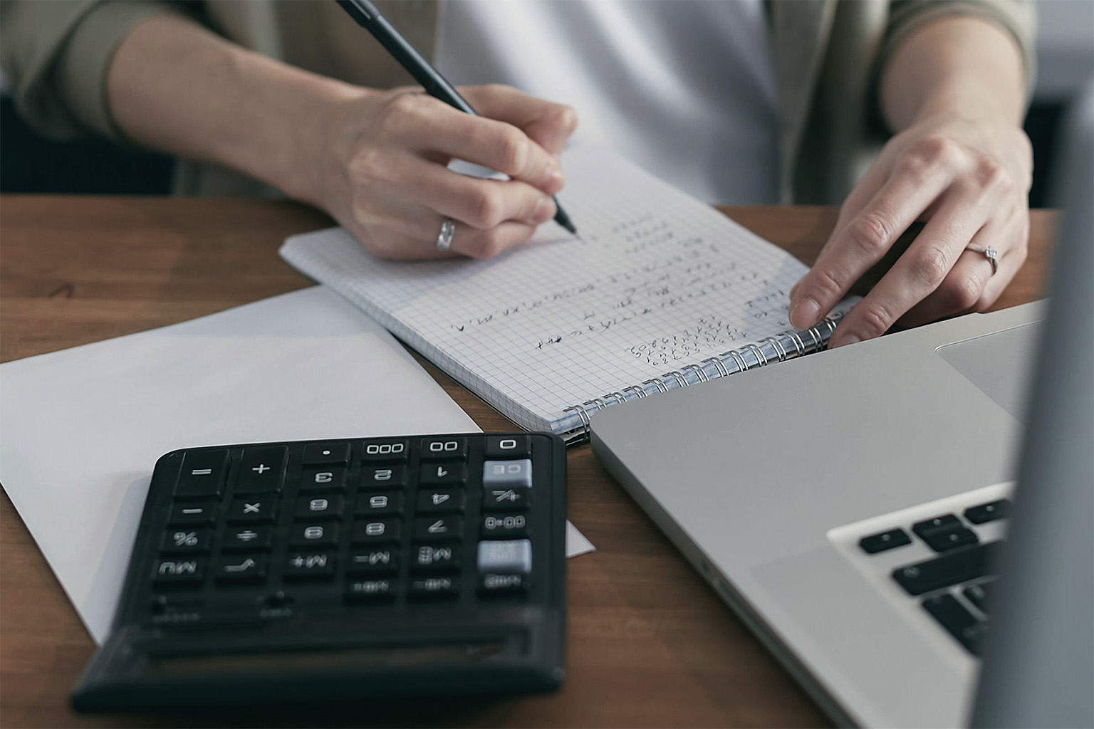 Person performing financial calculations
